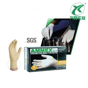 AMMEX爱马斯 一次性乳胶手套（标准型 无粉 麻面）