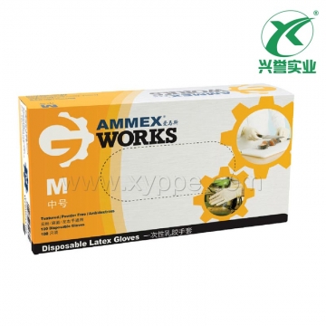 AMMEX爱马斯 一次性乳胶手套（经济型 无粉 麻面）
