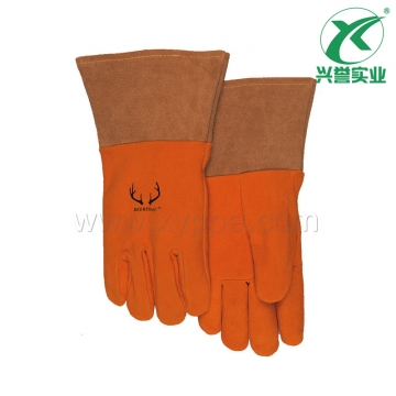 威特仕金黄色鹿二层皮中袖筒氩弧焊手套10-2327