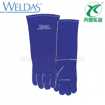 威特仕彩蓝色长袖筒款手工电焊手套10-2054