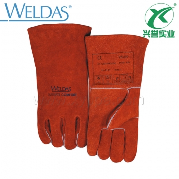 威特仕锈橙色斜拇指款手工电焊手套10-2101