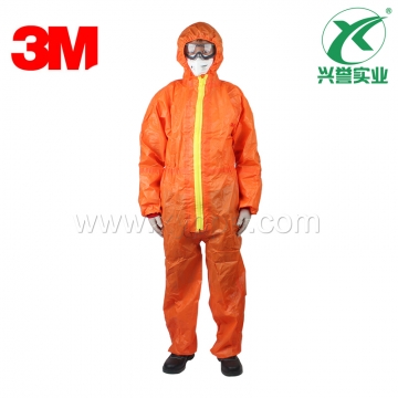 3M 4690 橙色带帽连体防护服