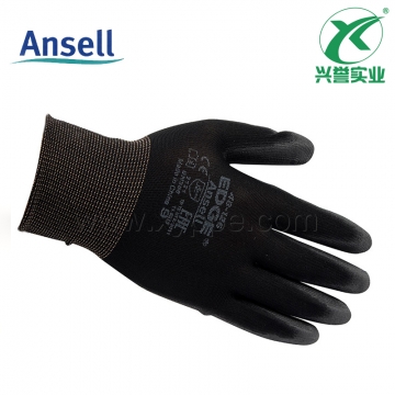 Ansell48-126涤纶PU掌部涂层黑色手套