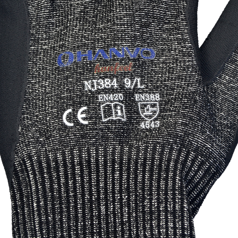 恒辉NJ384丁腈发泡5级防切割手套