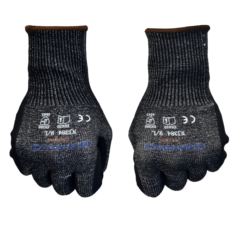 恒辉NJ384丁腈发泡5级防切割手套