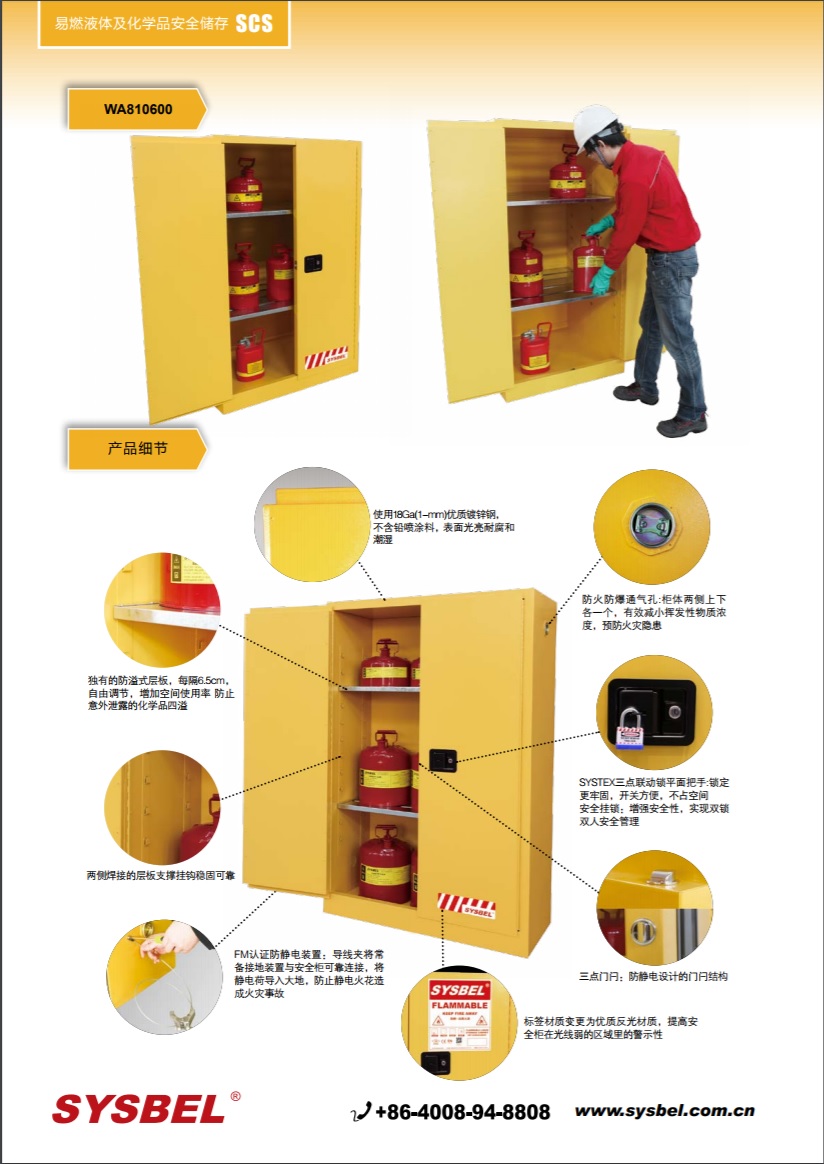西斯贝尔SYSBEL WA810600易燃液体防火安全柜(60Gal/227L)