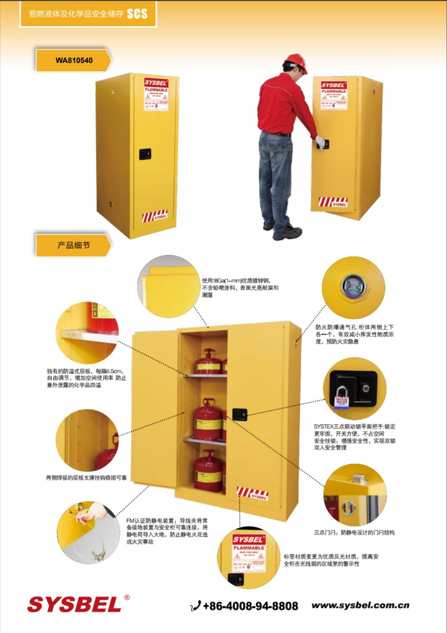 西斯贝尔SYSBEL WA810540易燃液体防火安全柜(54Gal/204L)