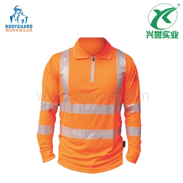 博迪嘉GN672荧光橘红长袖运动衫