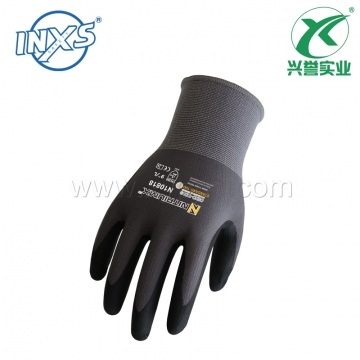 赛立特N10818PU混丁腈发泡通用手套生态款