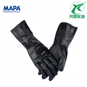 MAPA 450-41CM 氯丁橡胶植绒防化手套 