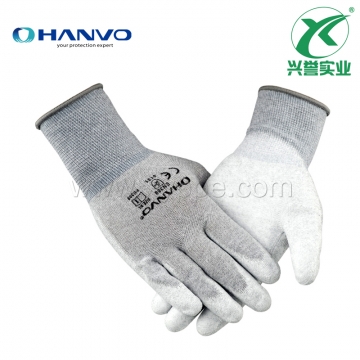 恒辉 PE309 防静电手套pu涂指涂掌手套