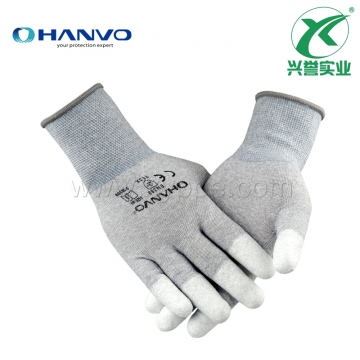恒辉 PM309 防静电手套PU手指浸胶涂层导电手套