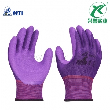登升 L358 13针紫涤纶掌浸乳胶发泡手套