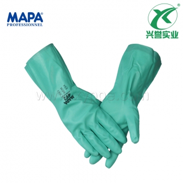 MAPA 492植绒丁腈涂层防化手套